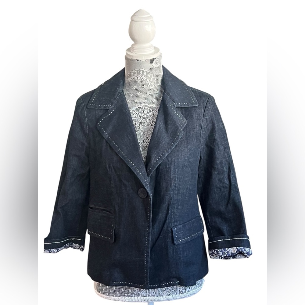 Talbots Dark Wash Denim Blazer Jacket – Size 10